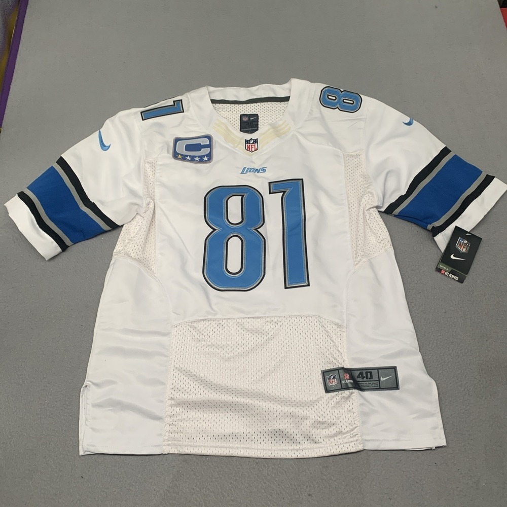 NWT Nike Elite Detroit Lions Calvin Johnson Jersey Sz M Rare‎ Blue Captain Patch